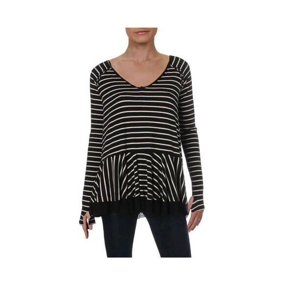 ✨Free People Tangerine Stripe Black Sz Small Top✨ - Picture 6 of 11